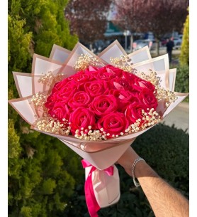 Pembe 21 Yapay Gül Buketi